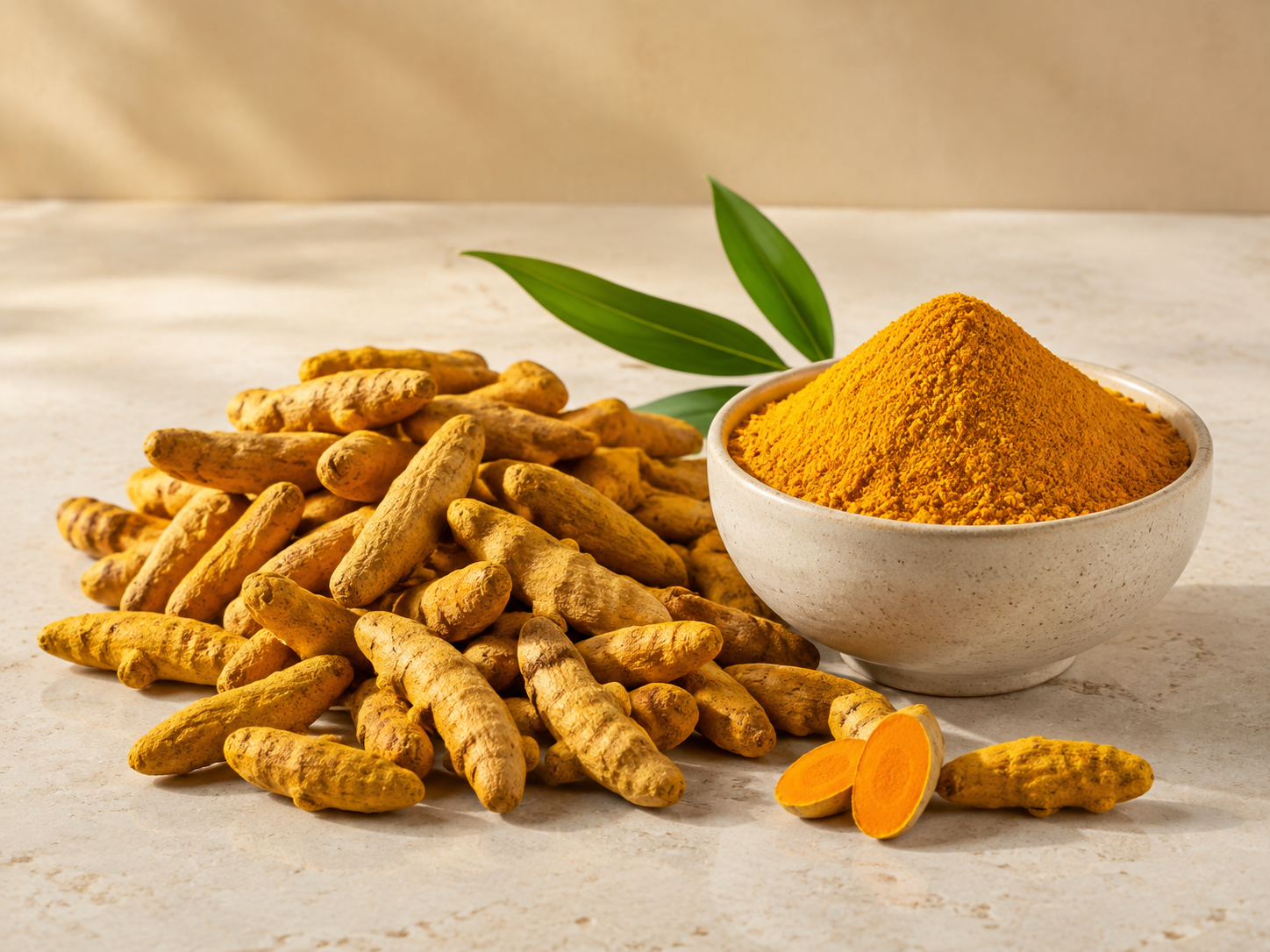 Turmeric powder and fingers